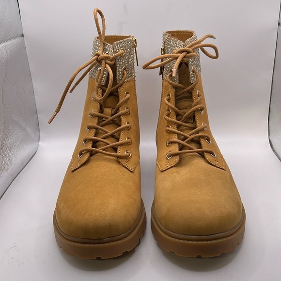 NWOT Michael Michael Kors Alistair Combat Lace Up Leather Jewel Boots Womens 9.5 - Picture 2 of 13